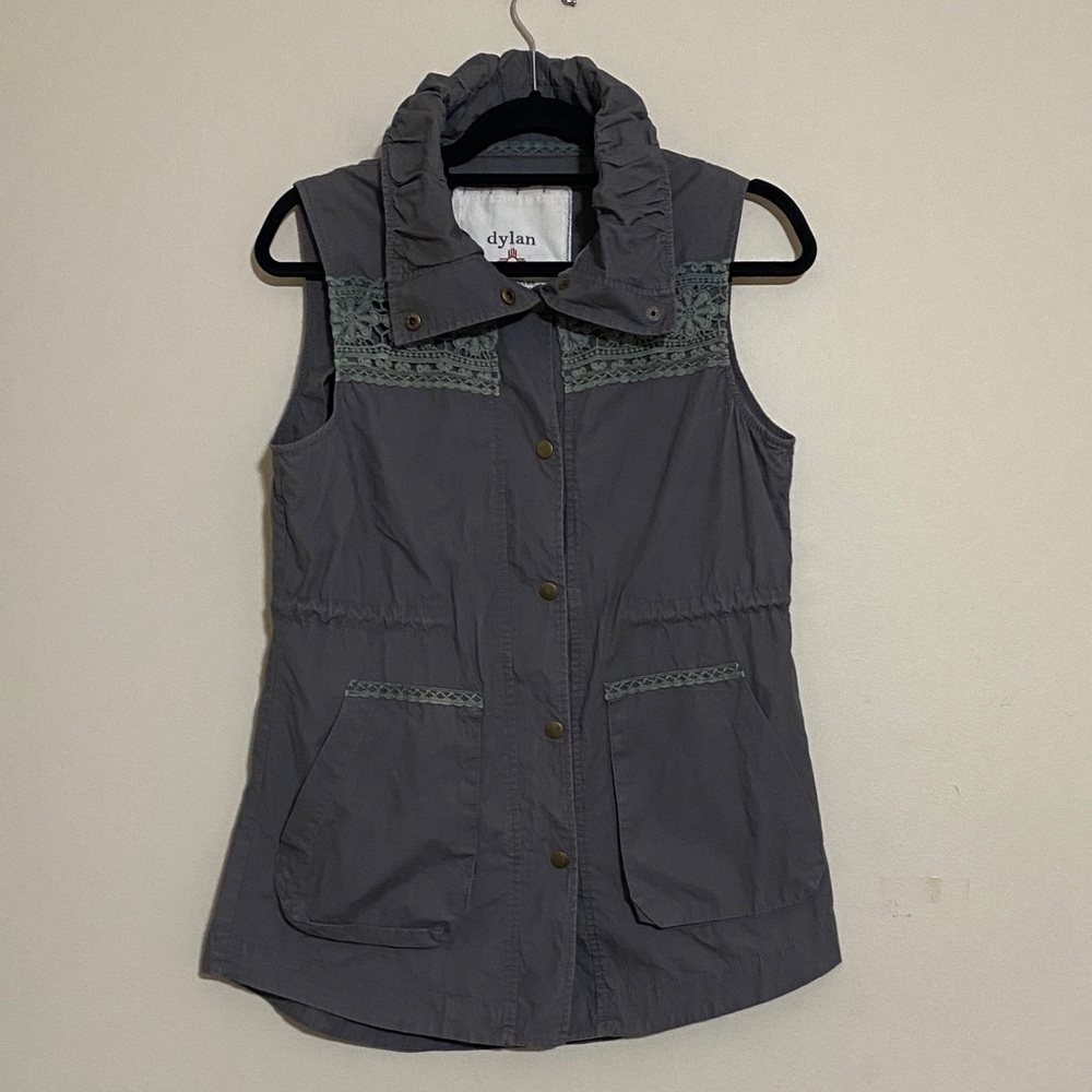Dylan Charcoal military Vest women s casual office lagenlook embroidery boho Y2K